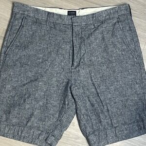 J Crew Gramercy Shorts 34 Linen Cotton Blend Blue Mens 9"